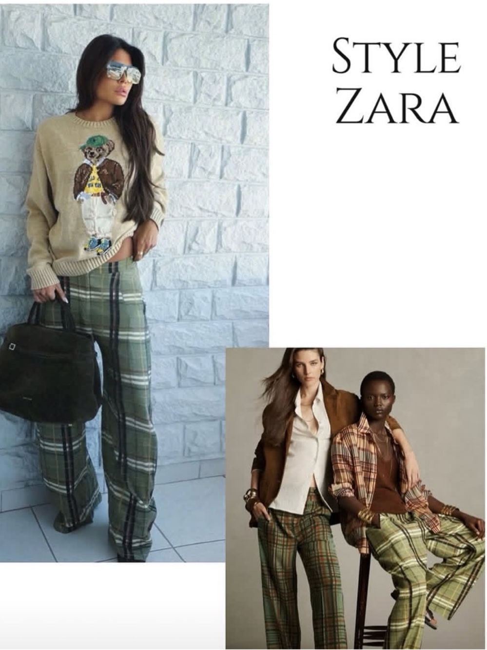 Zara NWT ZW Collection linen blend checkered plaid pants 8371/029 - Picture 7 of 12